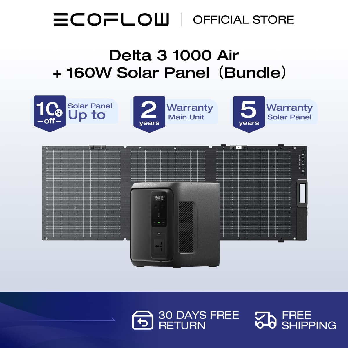 EcoFlow DELTA 3 1000 Air Portable Power Station 960Wh LiFePO4 Battery Fast Charging Use as a Solar Generator for Home Backup Power Camping & RVs