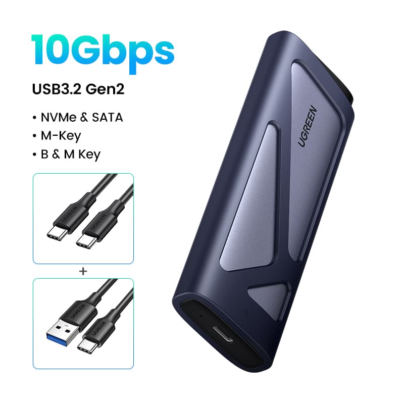 UGREEN M.2 PCIe NVME SATA SSD Hard Disk Enclosure Solid State Drive Enclosure Case Hard Disk Adapter SSD Not Included