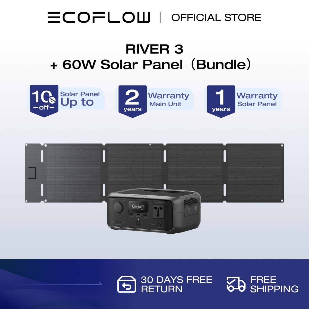 EcoFlow Portable Power Station RIVER 3, 230Wh LiFePO4 Battery Power Station, 300W Up to 600W AC Output, <20 MS UPS & <30 dB, 1Hr Fast Charging Solar Generator for Outdoor/Camping/Home Use