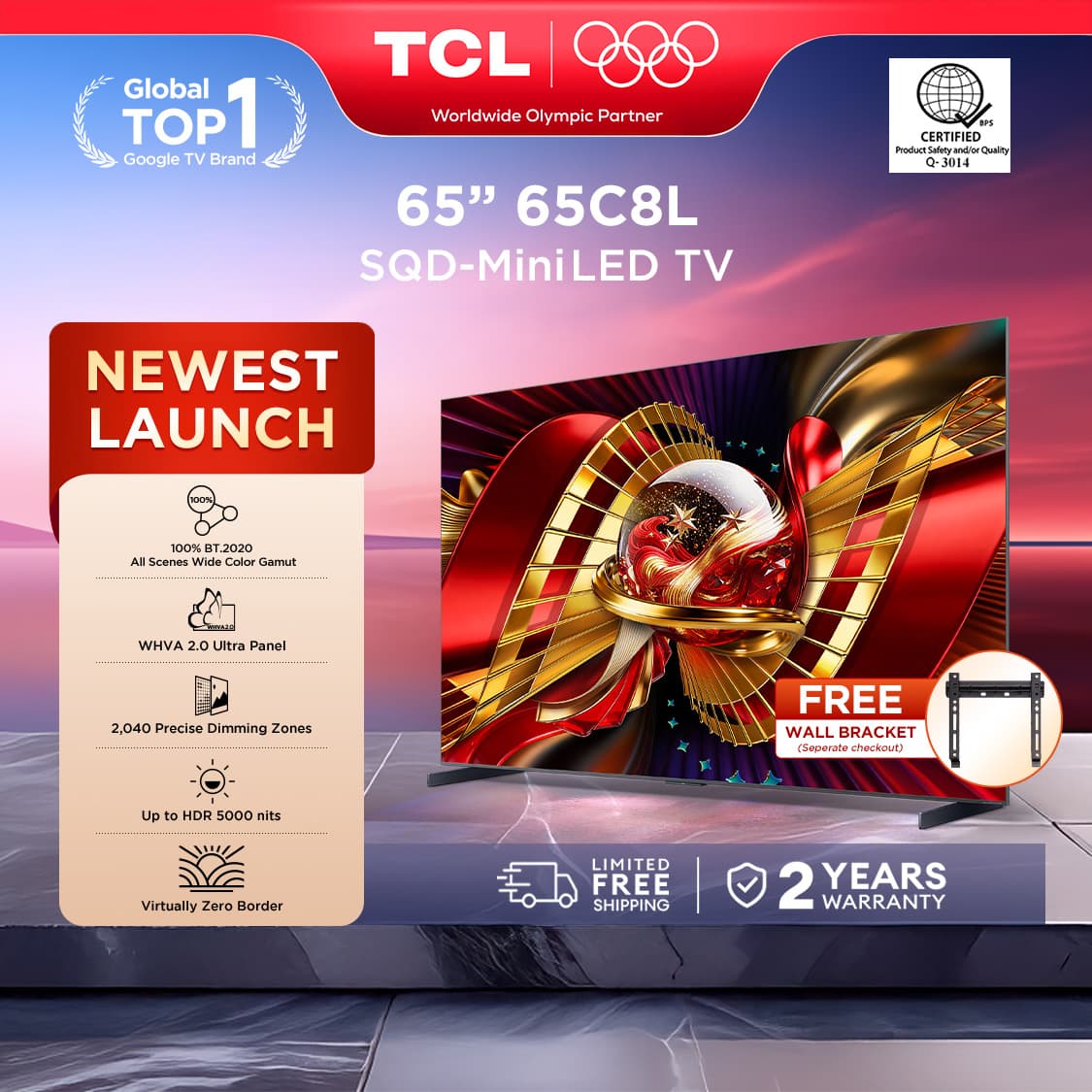 TV C8L Series 4K SQD-MiniLED Google TV - 65/75 Inch