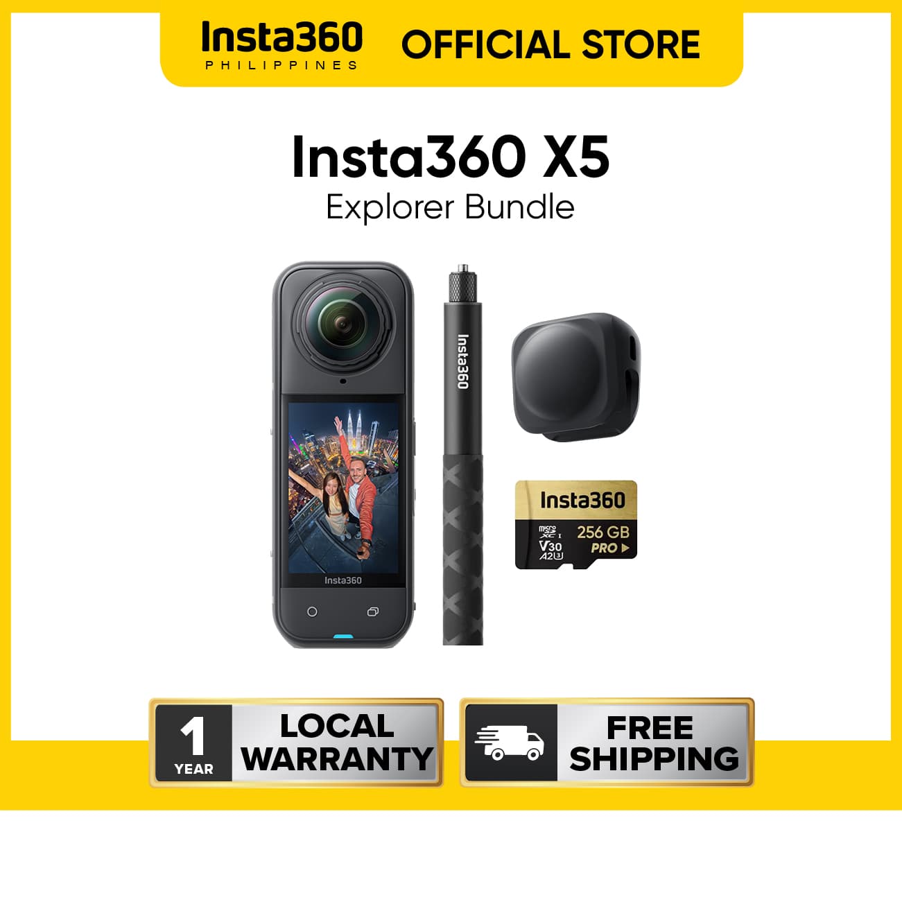 Insta360 X5 360º Waterproof Action Camera with 8K Resolution and Superior Low Light Quality