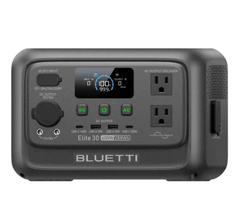 BLUETTI Elite 30 V2 Portable Power Station, 90,000 mAh/288Wh Solar Generator, 600W AC Outlets (Power Lifting 1500W), Fast Charging LiFePO4 Battery Backup for Camping, Road Trip, Outage (Solar Panel Optional)