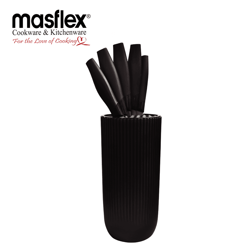 Masflex 6Pcs Knife Block Set Black