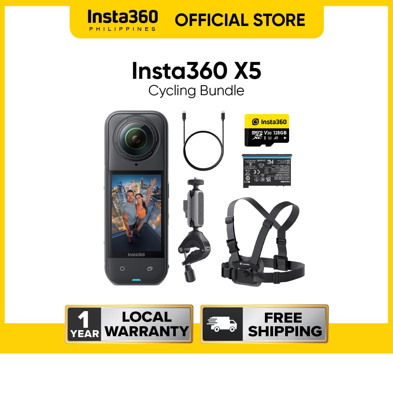 Insta360 X5 360º Waterproof Action Camera with 8K Resolution and Superior Low Light Quality