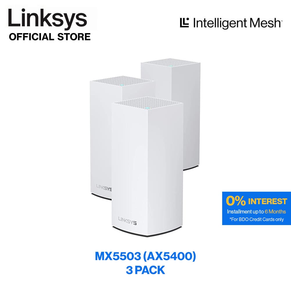 Linksys Atlas Pro 6 AX5400 Dual Band Mesh WIFI 6 System, 3 Pack (MX5503)