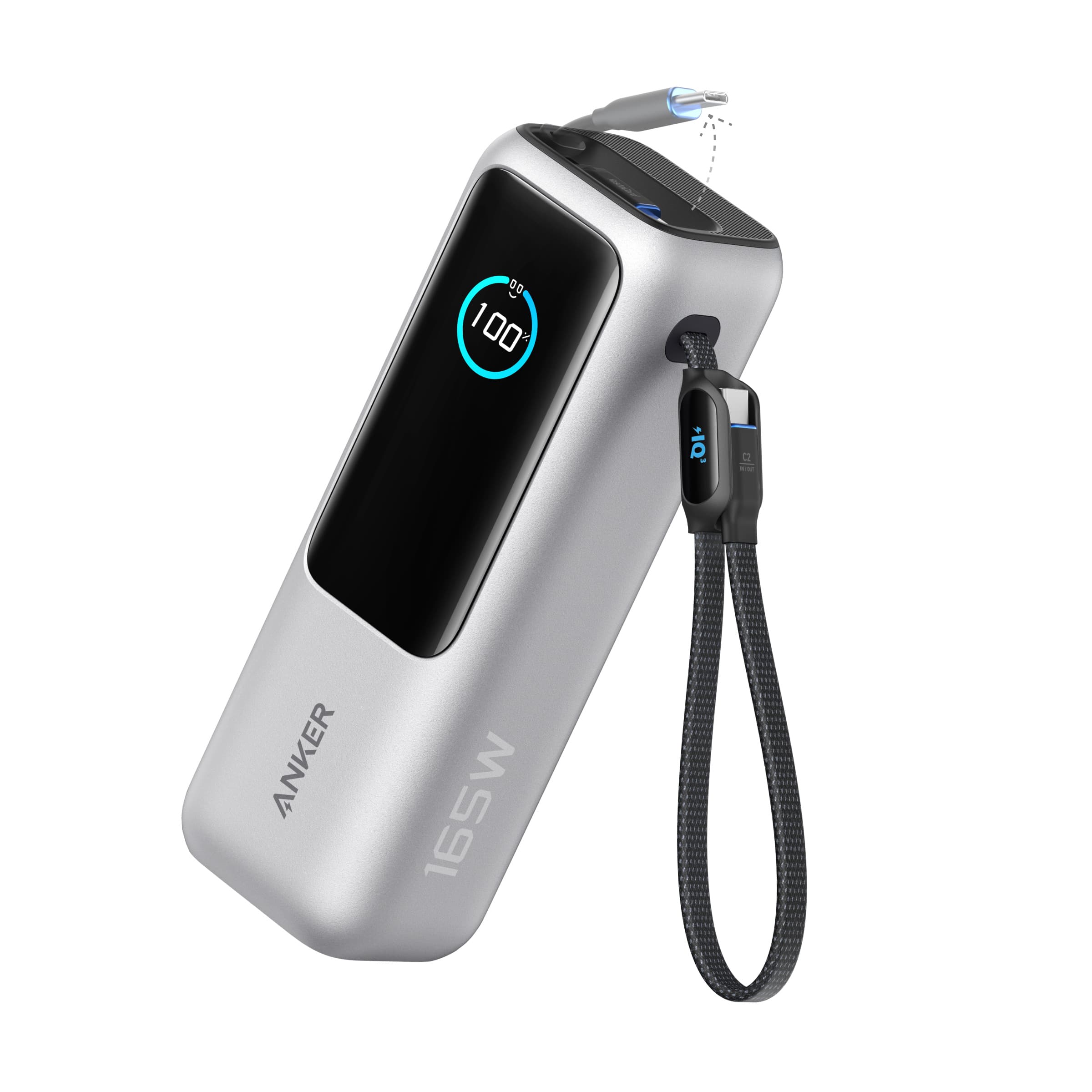 Anker Laptop Power Bank, 25,000mAh Portable Charger with Triple 100W USB-C Ports for Multi-Device Charging, Built-in and Retractable Cables, for iPhone 17/16/15 Series, MacBook, Samsung, and More A1695